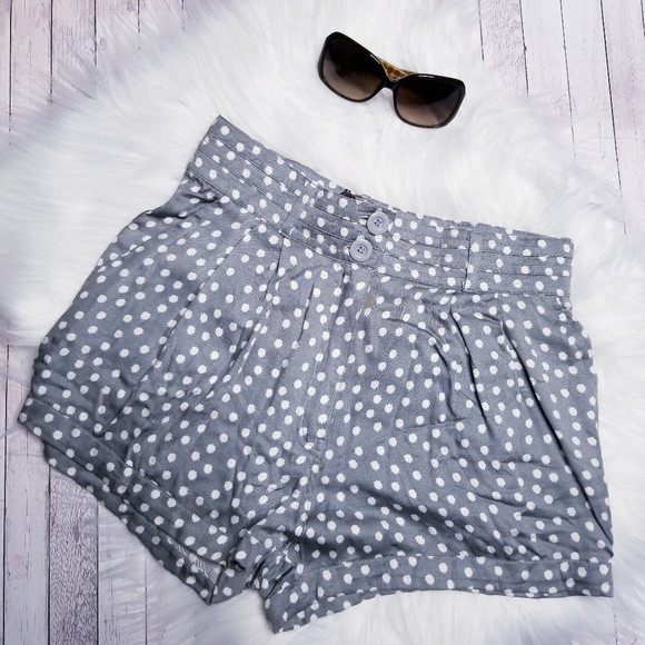 Motel Rocks Pants - Motel Rocks Ethel A-line Shorts Gray Polka dot